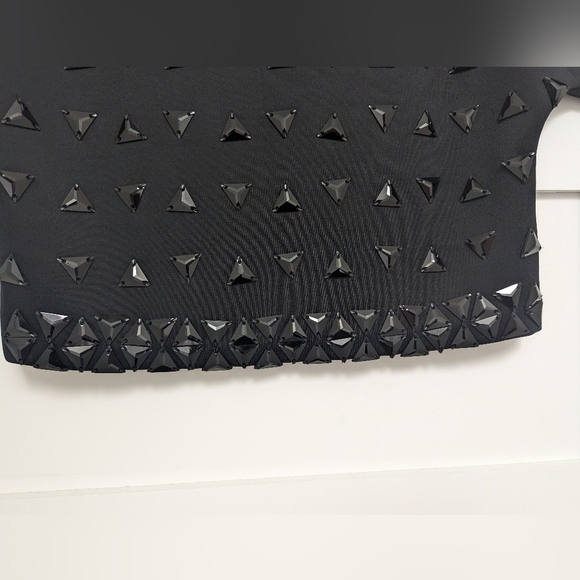 Marciano Black Beaded Scuba Style Short Sleeve Crop Top - Picture 7 of 12